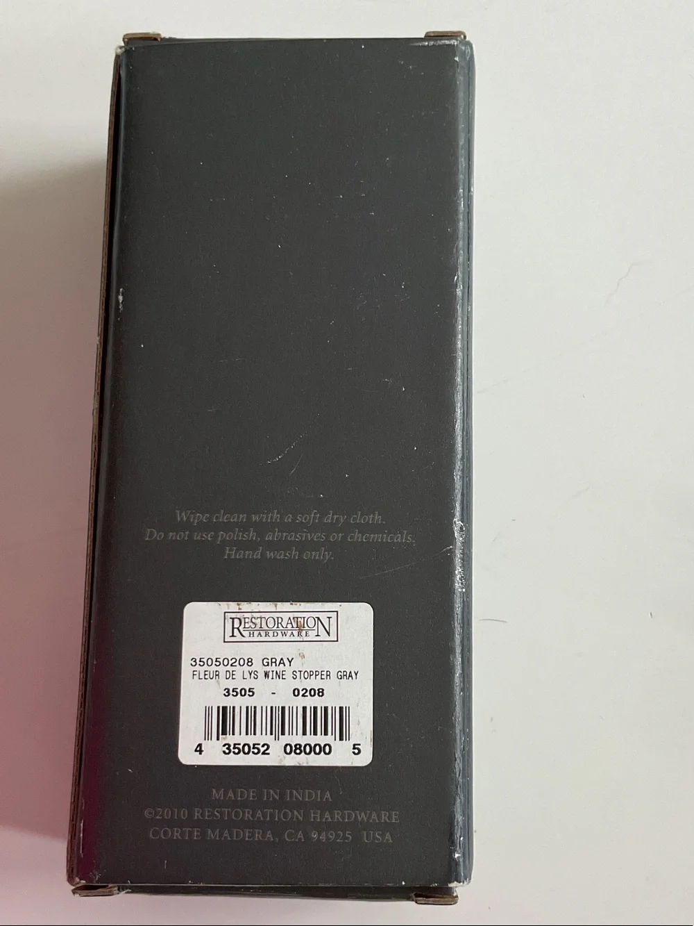 Restoration Hardware Gray Fleur-de-Lys Metal Wine Stopper